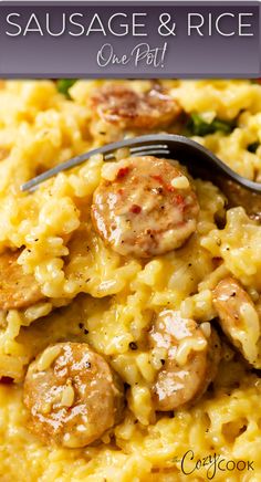 creamy and cheesy sausage and rice Rice Crock Pot Recipes, Sausage And Rice Recipes, Italian Sausage And Rice, Sausage And Rice, Recipes Crock Pot, Cozy Cook, Sausage Rice, Minced Chicken, Ground Beef Recipes Healthy