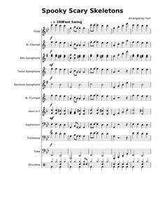 the spooky scary skeletons sheet music