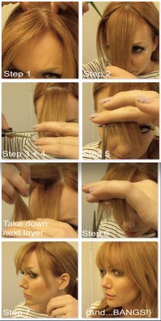 Bangs At Home, Trim Bangs, Lowlights Blonde, Bangs Tutorial, Pro Hair, How To Cut Your Own Hair, Easy Tricks, Diy Haircut, How To Cut Bangs