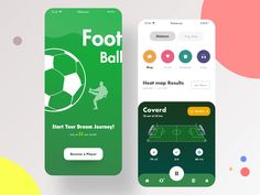 two iphones with foot ball app on them, one is green and the other is white