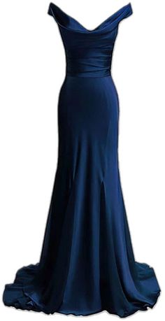 Trumpet/Mermaid V-neck Silk-like Satin Ruffles Sweep Train Dark Navy Simple Prom Dresses