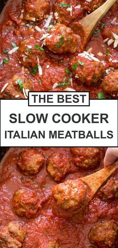 slow cooker italian meatballs with text overlay