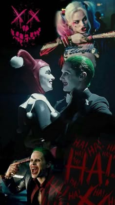 the joker and harley collaged together