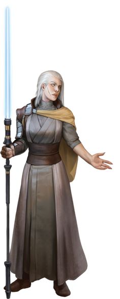 a character from star wars the old republic holding a light saber