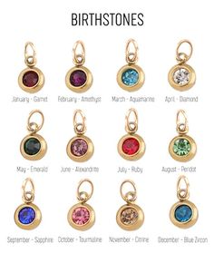 Birth Stone Charms. Gold over Stainless Steel, Hypoallergenic, Gold-Filled Loop Necklace Birthstone, Charms Necklace, November Birthstone, Diamond Charm, July Birthstone, Blue Zircon, Birthstone Charms, Aquamarine, Citrine