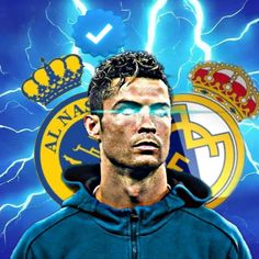 the real madrid player is in front of lightnings and blue sky with his head turned to