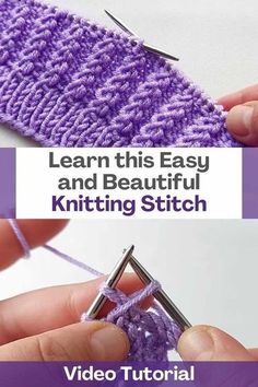 Sweater Knitting Patterns Casting On Knitting Easy, Knit Stitch Patterns Cables, Knit Stitch Patterns Free, Knitting Quilt, Tutorial Knitting, Knit Purl Stitches, Knitting Hacks, Knitting Help, Knitting Stitches Tutorial