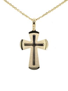 PRODUCT DESCRIPTION: Solid 14k Gold Cross Pendant Necklace / Men's Gold Cross / High Quality Italian Made Gold Cross Pendant / Perfect Cross Gift / Made In Italy * GOLD PURITY: Solid 14k Gold * GOLD WEIGHT: 3.3 Grams         * CROSS DIMENSIONS:  - (30mm Height) x (22mm Width) x (1mm Depth)  - (Bale Loop 4mm)   * STAMPED: 14k * Solid 14k Gold Cable Chain Option:  - Same Chain as Shown in Images Above  - Approx 3.5 Grams at 16 Inches Length  - Approx 1.7mm Width of Chain - Cable Chain Stamped 14k Classic Yellow Gold Jewelry For Father's Day, Gold Jewelry With Polished Finish For Father's Day, Cross Pendant Necklace Men, Gold Pendants For Men, Cross Gift, 18k Gold Chain, Gold Cross Pendant, Need For Speed, Cross Jewelry