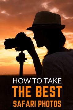 the silhouette of a person with a camera and text overlay reads how to take the best safari photos