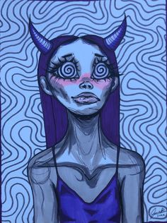 trippy drawing girl swirly eyes artwork art cool Alcohol Pen Drawings, Twin Markers Drawing, Acrylic Marker Drawings, What To Draw With Markers, Alcohol Markers Drawing, Drawing Ideas With Markers, Alcohol Marker Art, Alcohol Marker Drawings, Cute Canvas Paintings