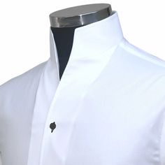 Mens White Dress Shirt, Male Shirt, High Neck Shirts, Chinese Mandarin