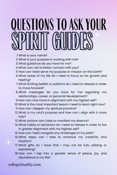 18 Questions you can ask your spirit guides — soft spirituality Spirit Guide Messages, Automatic Writing, Manifestation Prayer, Spirit Signs, Growth And Healing, Spiritual Journals, Earth Spirit, Energy Healing Spirituality, My Purpose