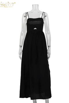 Elevate your wardrobe with this elegant ankle-length maxi dress. Crafted from loose cotton, it features a sleeveless, strap design with intricate hollow-out details. Perfect for adding a touch of sophistication to your ensemble. Details: Elasticity: Non Stretch Fabric Type: Woven Silhouette: A-LINE Neckline: slash neck Material: COTTON Size (IN) US Size Bust Size Skirt Length Waist Size S 4 29.92-33.07 48.03 22.83 M 6 33.07-36.22 48.43 24.41 L 08/10 36.22-39.37 48.82 25.98 Summer Floor-length Maxi Dress With Cutout, Summer Floor-length Cutout Maxi Dress, Floor-length Cutout Maxi Dress For Summer, Sleeveless Cutout Sundress Maxi Dress, Cutout Sundress Maxi Dress, Sundress Style Maxi Dress With Cutout, Chic Sleeveless Maxi Dress With Hollow Out, Casual Hollow Out Maxi Dress, Chic Hollow Out Maxi Dress For Spring