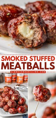 the meatballs are stuffed with cheese and sauce