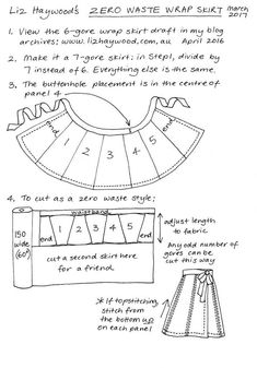 the instructions for how to sew a dress with an apron and skirt on it