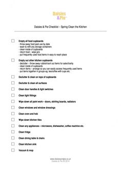 a checklist for cleaning the kitchen is shown in this image, with text above it