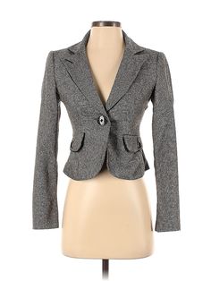 Express Design Studio Wool Blazer Size: 0 Jackets & Outerwear - used. 53% WOOL, 44% POLYESTER, 2% NYLON, 1% SPANDEX, Tweed | Express Design Studio Wool Blazer Jacket: Gray Tweed Jackets & Outerwear - Size 0 Tweed Jackets, Grey Tweed, Wool Blazer, Tweed Jacket, Outerwear Jackets, Blazer Jacket, Design Studio, Jackets For Women, Spandex