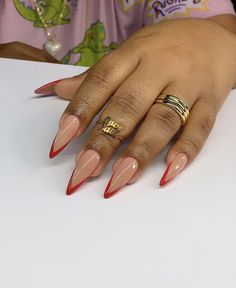 Short Stiletto Acrylic Nails, Red Tip Nails, Almond Nails Red, Almond Shaped Nails Designs, Classy Almond Nails, Red Stiletto Nails, Almond Nails French, Long Almond Nails