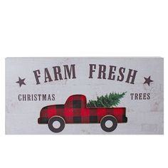 a sign that says farm fresh christmas trees