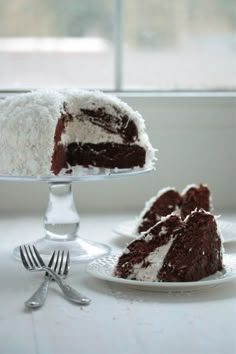 a slice of chocolate cake on a plate