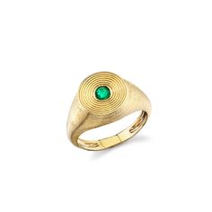 Gold & Emerald Large Fluted Signet Ring - Sydney Evan Fine Jewelry Timeless Yellow Gold Signet Ring With Emerald, Timeless Yellow Gold Emerald Signet Ring, Elegant Green Signet Ring Stamped 14k, Luxury Green 14k Gold Signet Ring, Formal Yellow Gold Emerald Signet Ring, Emerald Signet Ring, Antique Mens Rings, Layering Diamond Necklaces, Hand Carved Ring