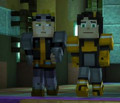 two minecraft characters standing next to each other