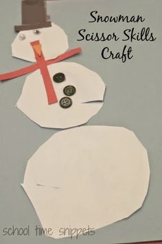 a snowman paper craft with buttons on it