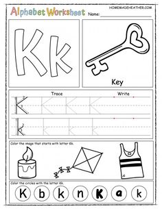 alphabet worksheet for kids to practice their handwriting and writing skills with the letter k