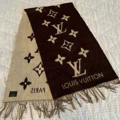 100% Authentic Guarantee, Bought In Paris, France, Unworn, The Tag Was Lost Duringb Travel, The Original Box Is Safed And Included Store Price $1160.00 New In Box, Never Worn, Bought In Lv Store Paris France The Reykjavik Scarf Is A Variation Of A Classic House Design With A Refined Aesthetic. An Oversized Monogram Pattern Lends A Bold Touch To This Timeless Piece, As Do The Inverted Colors On The Reverse. Pure Cashmere Gives This Scarf A Soft Feel, While Its Generous Dimensions Make It Ideal Fo Inverted Colors, Lv Store, Lv Scarf, Classic House Design, Gradient Yarns, Refined Aesthetic, Cashmere Wrap, Monogram Pattern, Louis Vuitton Accessories