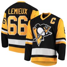 Pittsburgh Penguins Mario Lemieux Adidas Throwback Jersey Mario Lemieux, Men's Adidas (men), Hockey Season, National Hockey League, Team Jersey, Mens Fitness