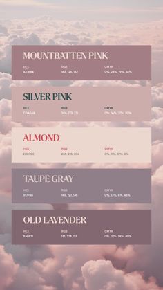 Colors:
A37E84
CDADAB
EBD7CE
917F88
836871 Great Colour Combinations, All Pastel Colors, Pretty Color Aesthetic, Minimalist Color Palette Hex Code, Color Pallete With Codes, Teal Palette Colour Schemes, Note Taking Color Palette, Color Palette For Notes, Muted Purple Color Palette