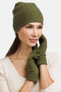 100% Pure Cashmere - Grade A, De-haired, 2 Ply Yarn Imported Set Includes: Cable Knit Hat & Gloves Pill Resistant & Super Soft One Size Fits Most Great Gift Idea: Family, Friends, Co-Workers, and Neighbors! Reference SKU: WA-03-CS2-027 Cable Knit Hat, Knit Gloves, Cashmere Hat, Cold Weather Gloves, Cashmere Gloves, Womens Cashmere, Knitted Gloves, Knitting Designs, Hand Warmers