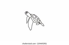 a line drawing of a sea turtle on a white background in the style of minimalism