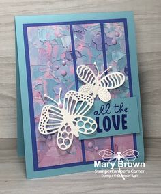 a card with two butterflies on it and the words all the love written in blue