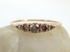 Seven-stone Graduated Champagne Diamond Ring 14K/ 18K Rose - Etsy Hippie Engagement Rings, Champagne Diamond Ring, Brown Diamond Ring, Champagne Diamond Rings, Diamond Ring Wedding, Rose Gold Brown, Chocolate Diamonds, Etsy Wedding Rings, 18k Gold Ring