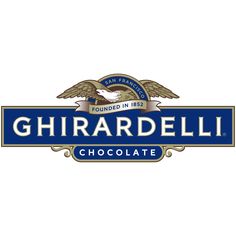 the logo for ghirardelli chocolate, with an eagle on it's side