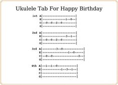 the ukulele tab for happy birthday