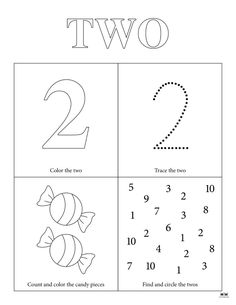 two numbers worksheet for kids to color