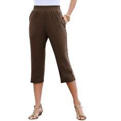 A kicky style in a best-selling fabric you're sure to love. Side slits at hem. Plus Size Soft, Effortless Outfit, Plus Size Pants, Ladies Of London, Tapered Pants, Bottom Clothes, Pull On Pants, Soft Knits, Bottoms Pants