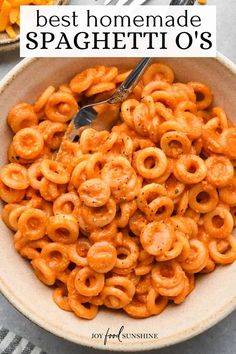 the best homemade spaghetti in a bowl with a spoon