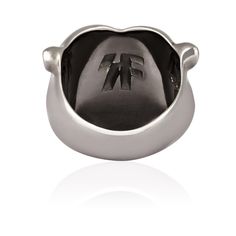 Rock and Roll meets refined craftsmanship.  The unisex Bear head is both a classic and statement piece. Hand carved and cast in Silver with Black Rhodium plating, Diamond eyes and 9k Gold tongue. Made in EnglandRhdoium plated sterling silver with 9k gold and diamond Platinum Signet Ring With Polished Finish As Gift, Classic Polished Skull Ring Collectible, Classic Skull Ring As Gift With Polished Finish, Gift Platinum Signet Ring With Polished Finish, Silver Platinum Engraved Ring With Polished Finish, Formal Silver Skull Ring With Polished Finish, Luxury Silver Skull Ring For Formal Occasions, Silver Skull Ring With Polished Finish For Formal Occasions, Classic Formal Skull Ring With Polished Finish