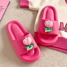 Pink Outdoor Slippers, Cute Slides, Slides Slippers, Outdoor Slippers, Slip And Slide, Girly Shoes, Pretty Jewellery, Slides, Summer Shoes