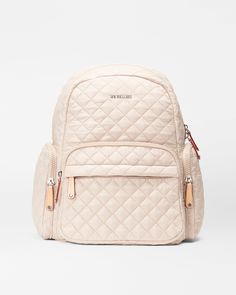 Take some weight off with the Pocket Metro Backpack, featuring a 16" laptop sleeve, a luggage sleeve, six interior pockets, and a zip top closure. Beige Satchel Backpack With Removable Pouch, Back-to-school Backpack With Zipper Pocket, Pink Softback Backpack With Zipper Pocket, Functional Pink Backpack With Zipper Pocket, Laptop Purse, Beige Backpack With Zipper Closure For On-the-go, Kids Inspo, Mz Wallace, Travel Bags For Women