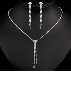 JJ's House Jewelry Sets Women's Wedding Evening Prom (Set of 3) Classic Earrings Necklace Alloy Rhinestone Tassels 2.60\"(Approx.6.6cm) 13.8\"-17.7\"(Approx.35cm-45cm) For Bride Irregular  Silver Wedding & Party Jewelry. #JJ's House #JewelrySets #Women's #Wedding #Evening #Prom #Classic #Earrings #Necklace #Alloy #Rhinestone #Tassels #ForBride #Irregular #Silver #Wedding&PartyJewelry Prom Jewelry Sets, Tassels Earrings, Prom Jewelry, Wedding Party Jewelry, Classic Earrings, Party Jewelry, Lariat Necklace, Silver Wedding, Necklace Jewelry