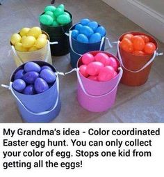 an instagram page with several buckets of colored eggs