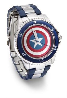 Captain America Shield Watch Captain America Shield, Think Geek, Geek Fashion, Geek Chic, Avengers Assemble, Marvel Superheroes, Marvel Avengers, Cool Watches, Marvel Dc