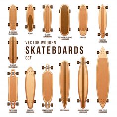 the wooden skateboard set is shown in different positions