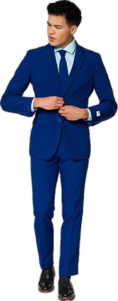 Blue Fitted Suit For Formal Occasions, Formal Fitted Blue Suit, Fitted Party Suits With Notch Lapel, Fitted Notch Lapel Suits For Parties, Blue Fitted Formal Suits, Fitted Royal Blue Suit For Semi-formal Occasions, Fitted Notch Lapel Party Suits, Royal Tailored Suits For Semi-formal Occasions, Fitted Blue Suits For Semi-formal Occasions