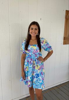 Bright colors all summer long! Were loving this dress for vacations, church, photos, and any casual event! Use code PINTEREST10 for 10% off! Church Photos, Dress With Ruffle Hem, Shoes With Jeans, New Arrival Dress, Black Friday Sale, Quarter Sleeve, Top Dress, Dress Details