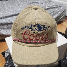 Coors Rocky Mountain Logo Beer Colorado Corduroy Hat New With Tags Winter Casual Corduroy Baseball Cap, Casual Corduroy Baseball Cap For Winter, Casual Corduroy Dad Hat With Flat Bill, Casual Corduroy Snapback Dad Hat, Casual Corduroy Baseball Cap With Flat Brim, Casual Corduroy Dad Hat With Curved Brim, Casual Corduroy Hats For Outdoor, Casual Corduroy Snapback Hat, Casual Corduroy Hat With Short Brim